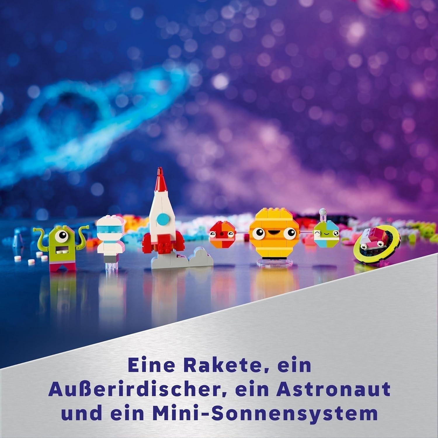 LEGO Classic Kreativ-Weltraumplaneten, Sonnensystem-Baumodell für Kinder, Weltraumspielzeug mit Rakete, Raumschiff, Planeten und Außerirdische, Geschenk für Kinder ab 5 Jahren, Jungen und Mädchen, 11037, Bausets. Beuche den LEGO-Store