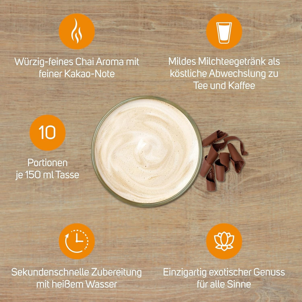 KRÜGER YOU Chai Latte Ciocolată, preparat instant pentru băuturi cu lapte, aromatizat cu ciocolată, 250 g (10 pliculețe de 25 g)