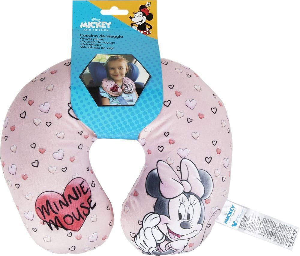 Tataway in Viaggio SI Cresce - Pernă de călătorie Disney Minnie Mouse | Material catifelat moale | Lavabil manual 30° | Umplere cu microperle | Scaun pentru copii potrivit de la 3 ani, Roz, mărime unică, catifea Perne calatorie Naty Shop