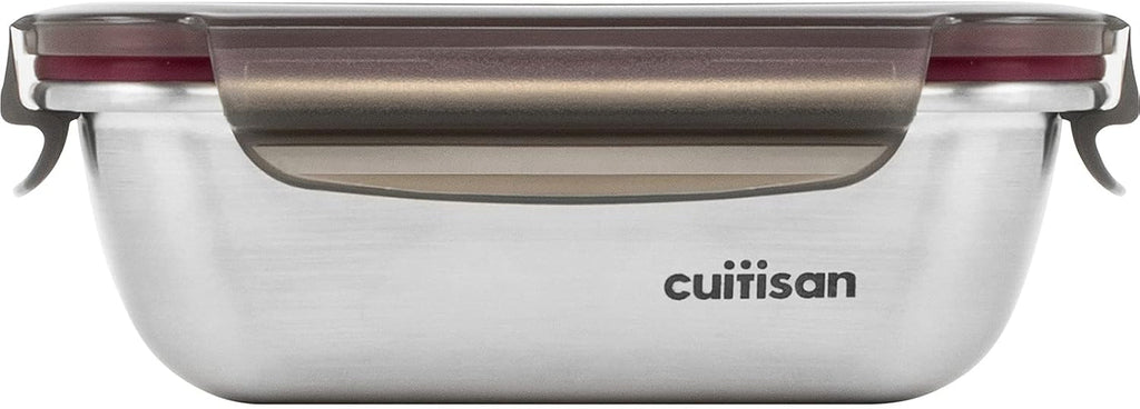 CANDL Cuitisan (Flora) borcan de depozitare a alimentelor din oțel inoxidabil cu capac cu clip, dreptunghiular, potrivit pentru cuptor cu microunde + cuptor, borcan de depozitare, EC7-SS10 2800ml Cutii depozitare alimente Naty Shop 14,8Cm X 10,8Cm X 5,3Cm / 300Ml