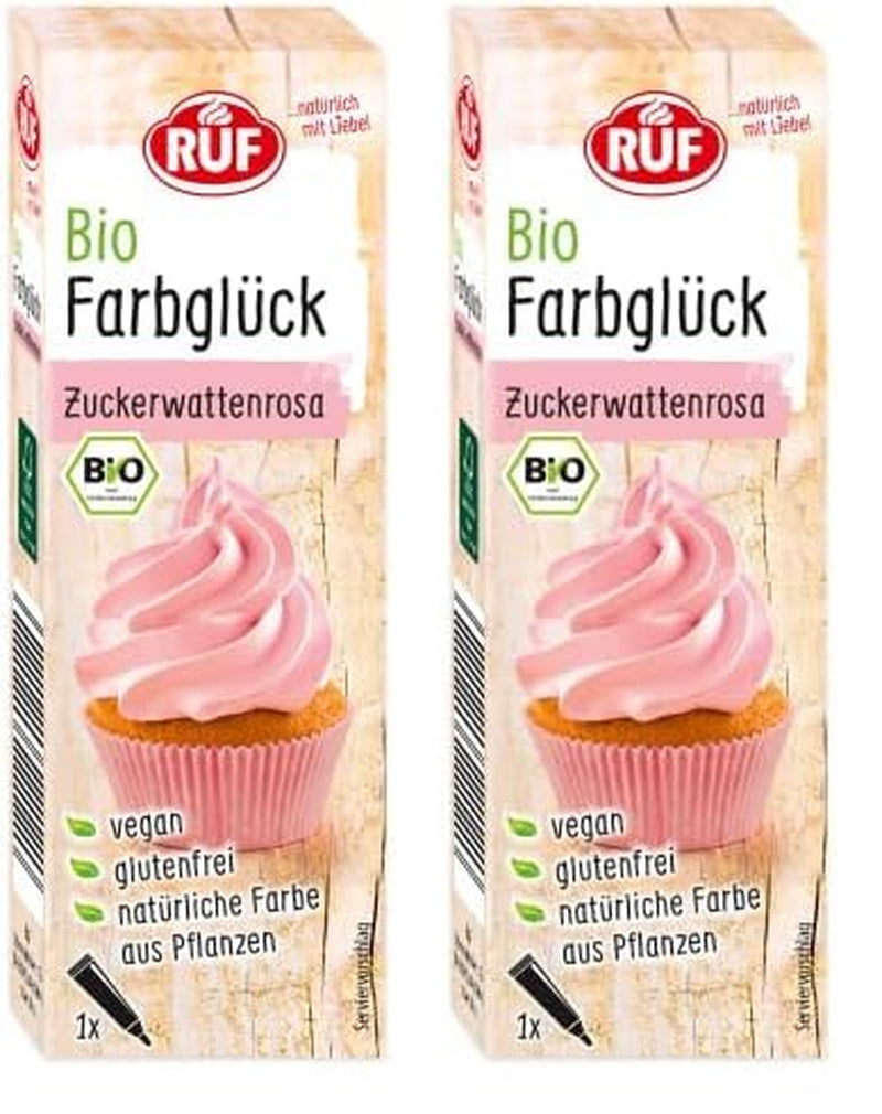 Colorant alimentar organic RUF roz vată de zahăr, cu sirop de agave pentru colorarea glazurii și pentru prăjituri decorative, fără gluten și vegan, 1 x 25g