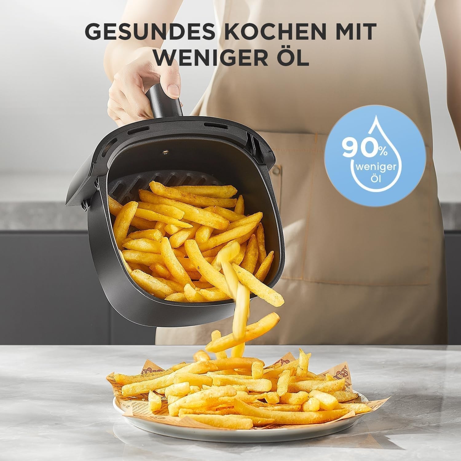 Midea Heißluftfritteuse 2L, 1150W Airfryer, ölfrei, Heißluftfritteuse, automatische Abschaltfunktion Haushaltsgeräte Naty Shop
