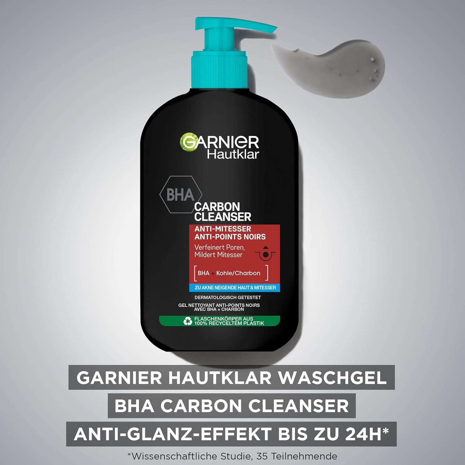 Garnier Charcoal Cleanser Gesichtsreinigungsgel gegen Mitesser und Pickel, 250 ml, Dusche und Bad, Naty Shop