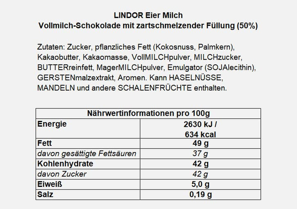 LINDOR-Eier mit Lindt-Schokolade | 4 Kartons à 450 g | LINDOR-Eier mit zartschmelzender Vollmilchschokolade, weißer, dunkler und Haselnussfüllung | Osterschokolade | Geschenk aus Schokolade | Ostereier | Schokoladeneier