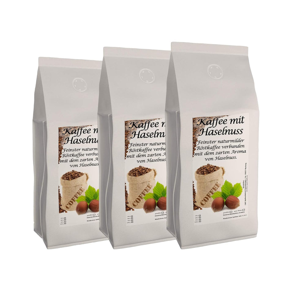 Aromakaffee - Aromatisierter Kaffee - Haselnuss - Spitzenkaffee - Sparpaket - Schonend Und Frisch In Eigener Rösterei Geröstet (Ganze Bohne, 3000 g)