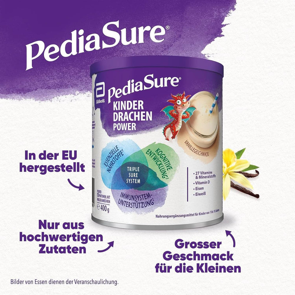 Pediasure Dragon's Power, 400 Gramm, leckeres Nahrungsergänzungsmittel für Kinder ab 1 Jahr, mit 27 Vitaminen und Mineralstoffen Naty Shop