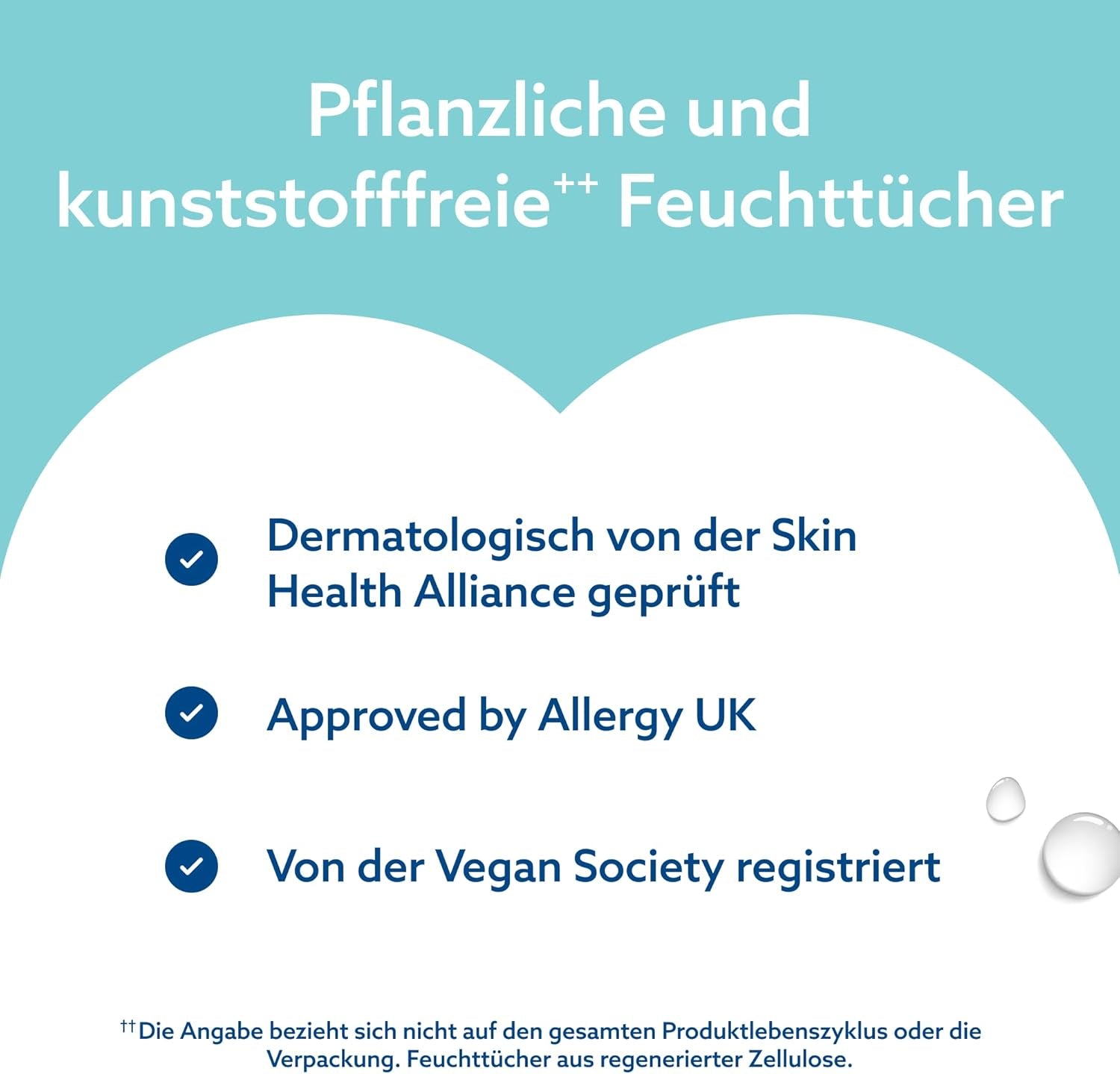 WaterWipes Sensitive+ Feuchttücher für unterwegs, 100 Tücher (10er-Pack), 3-in-1 reinigt, pflegt, schützt, 99,9 % Wasser, parfümfreie Tücher