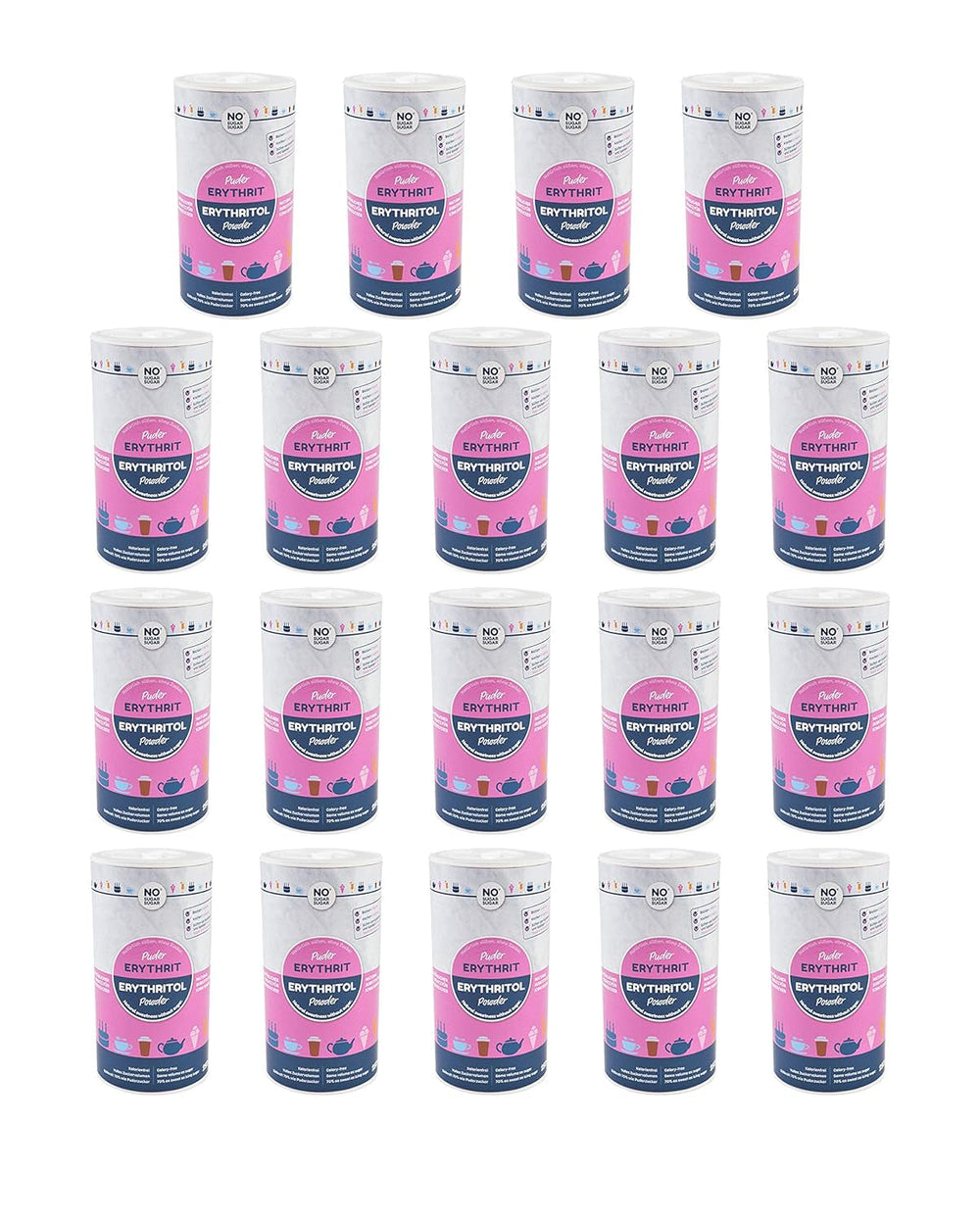 Nosugarsugar Erythrit Puder Streudose - Puderzuckerersatz Kalorienfrei, 19Er Pack (19 X 250 G) Süßstoffe Naty Shop