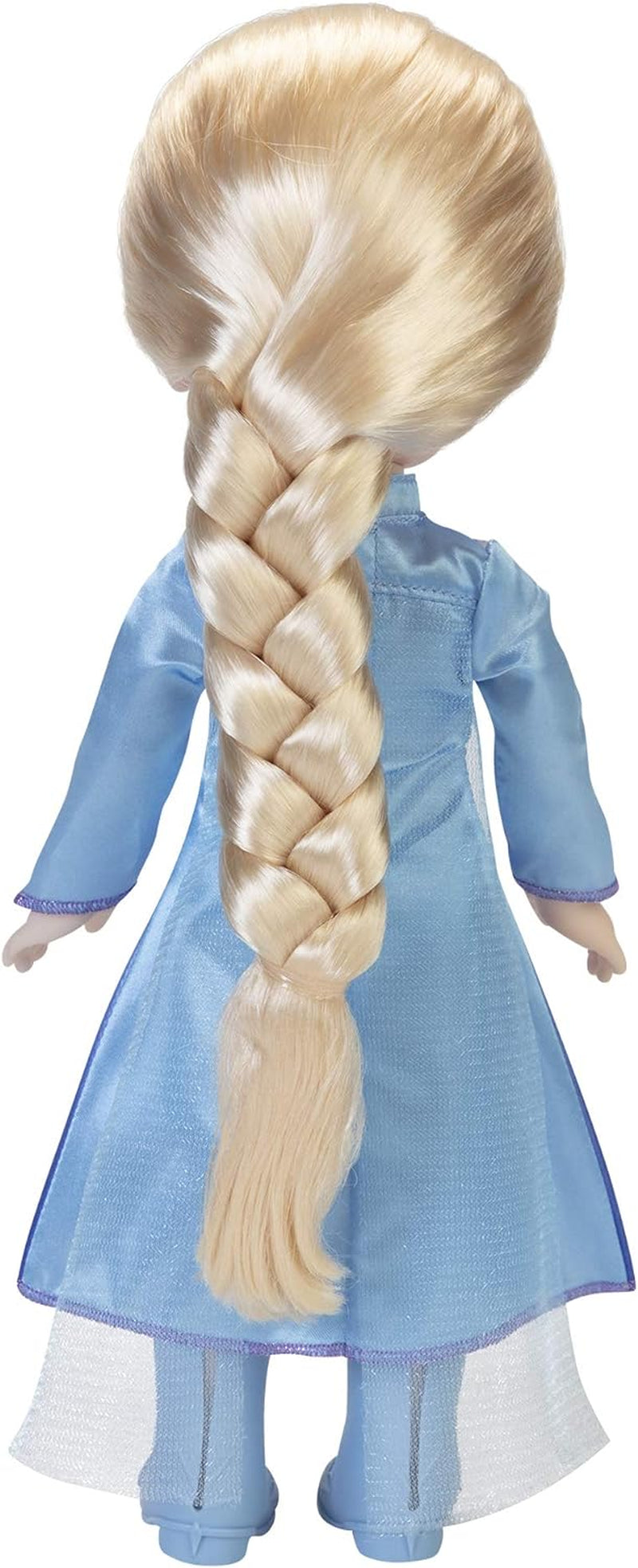 Păpușa Elsa de călătorie Disney Frozen 2, păpușă de 35 cm cu rochie inspirată din filmele cult, cizme și păr lung împletit pentru distracție suplimentară în joacă, pentru fete cu vârsta de 3 ani și peste