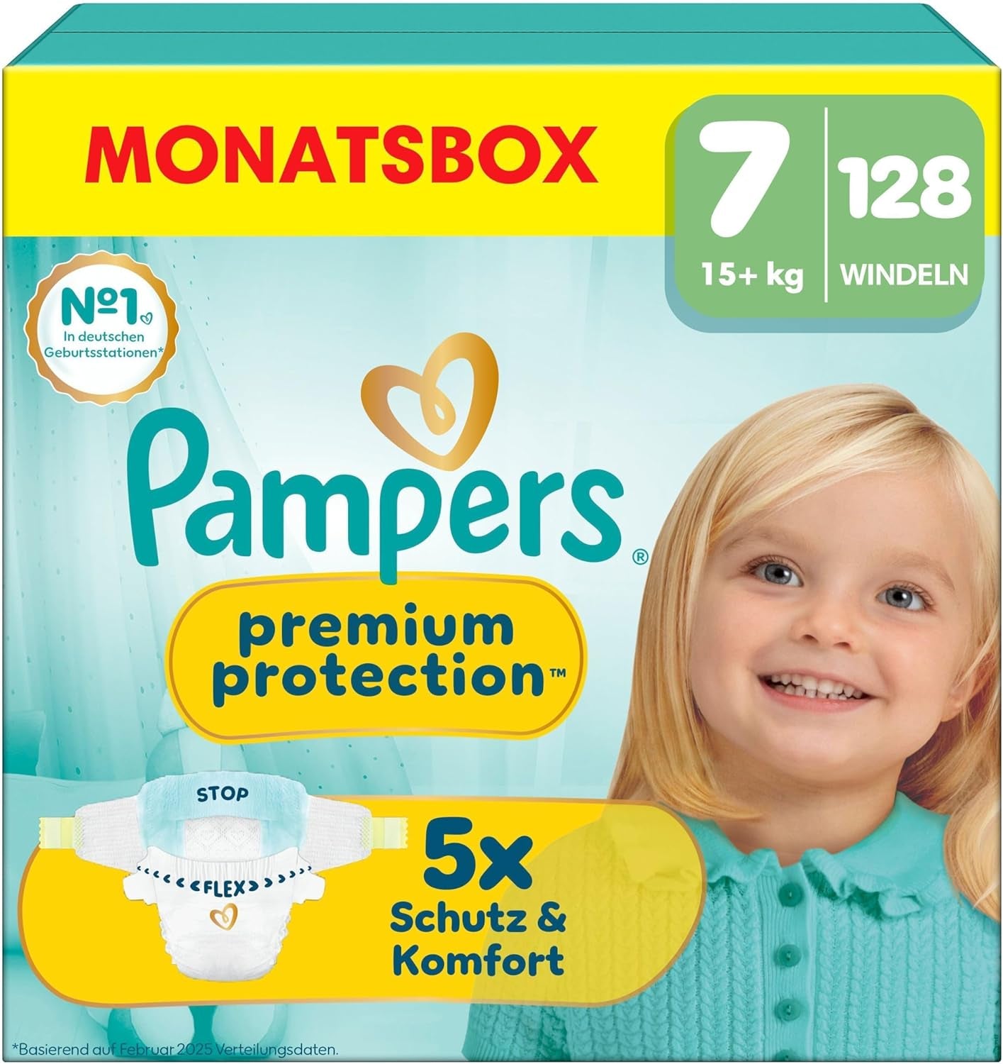 Pampers Premium Protection Größe 6, 144 Windeln, 13 kg–18 kg, unser Nr. 1 Haut- und Auslaufschutz