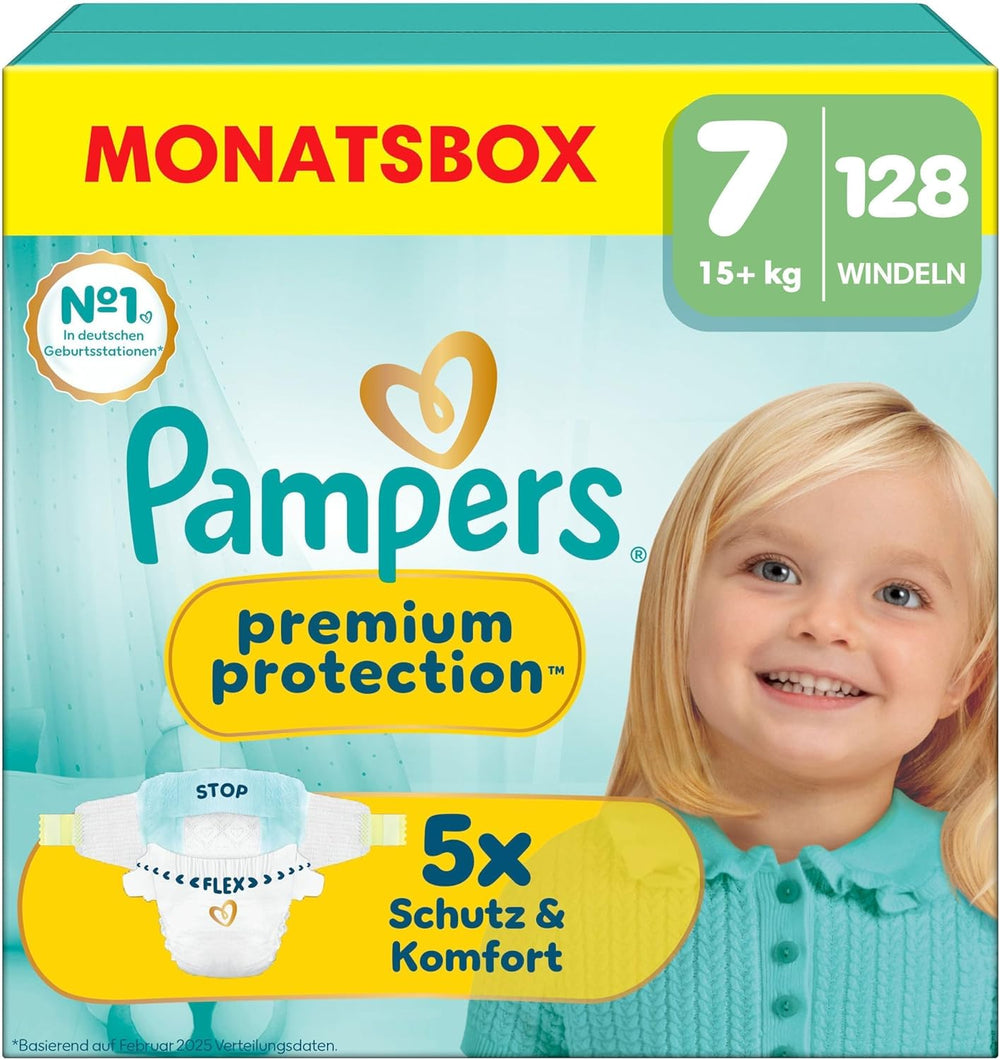 Pampers Premium Protection Größe 6, 144 Windeln, 13 kg–18 kg, unser Nr. 1 Haut- und Auslaufschutz