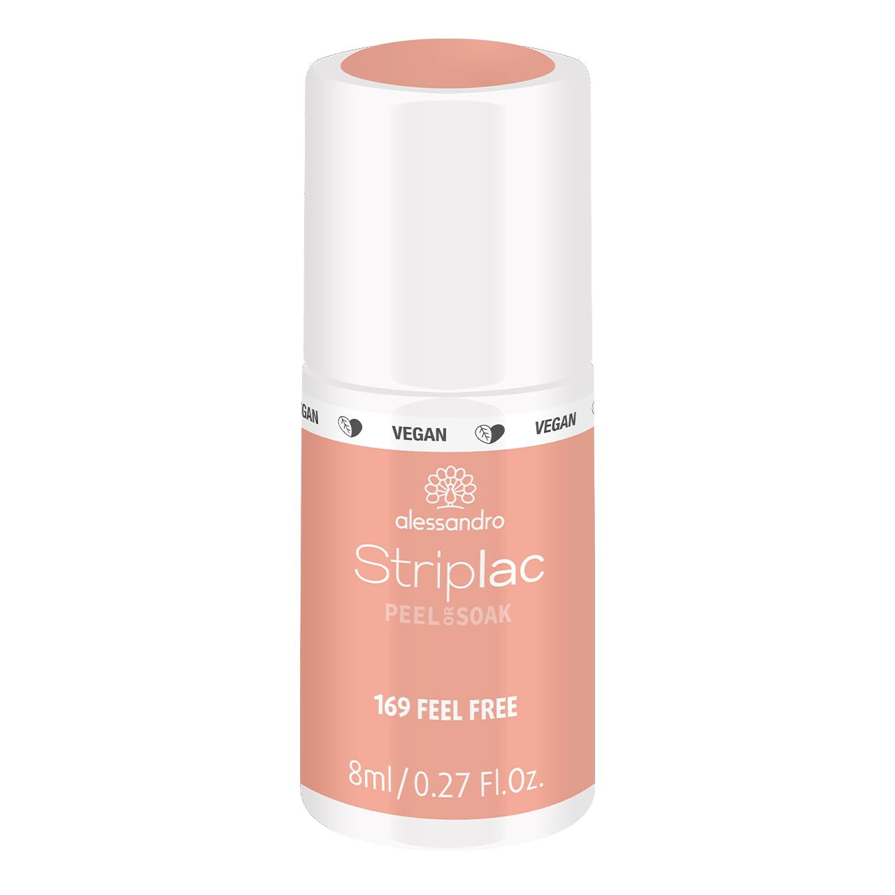 UV-Nagellack alessandro Striplac Coral Sunshine – Zart und langanhaltend – Einfache Entfernung dank der Entfernungstechnologie – Vegan und tierversuchsfrei – 8 ml