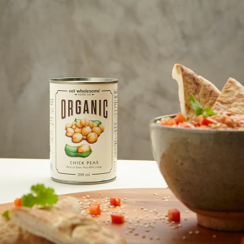 Essen Sie gesunde Bio-Kichererbsen, 400 g (12er-Packung) – in Wasser gekocht, ohne Salzzusatz, 100 % natürlich, Proteinquelle, vegan, BPA-freies Futter und CO2-neutrale Verpackung