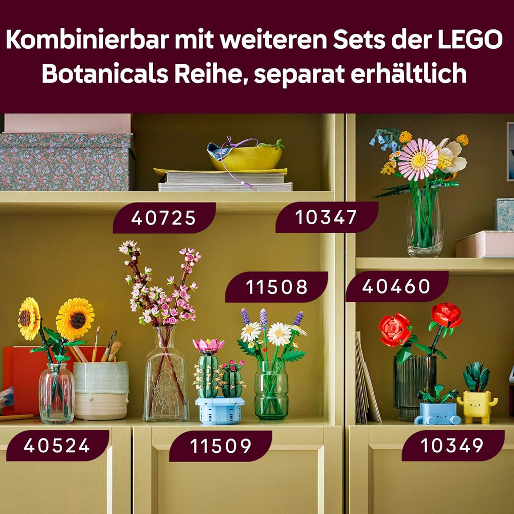 LEGO Botanicals Blühender Kaktus – Set mit Kunstpflanze mit 2 Kakteen & künstlichen Blüten – DIY Deko – Giftidee zum Geburtstag für Mädchen ab 9 Jahren & Erwachsene Pflanzenliebhaber – 11509