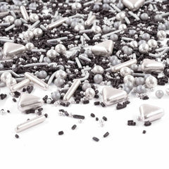 Streusel Glück Black Beauty, Mix Sprinkles Silver - Black, 90 Gramm Streusel Naty Shop 90 Gramm