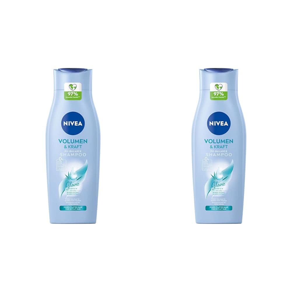 NIVEA Volume Wonder Kräftigendes Shampoo, Volumenshampoo, 50 ml Dusche und Bad Naty Shop 2 x 400 ml