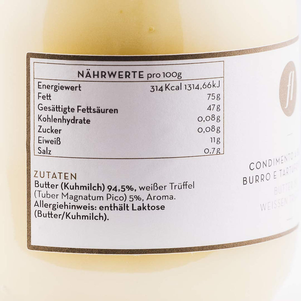 Feinkost Luigi – Trüffelbutter im Glas mit 5 % echtem weißen Trüffel (450g) aus Italien