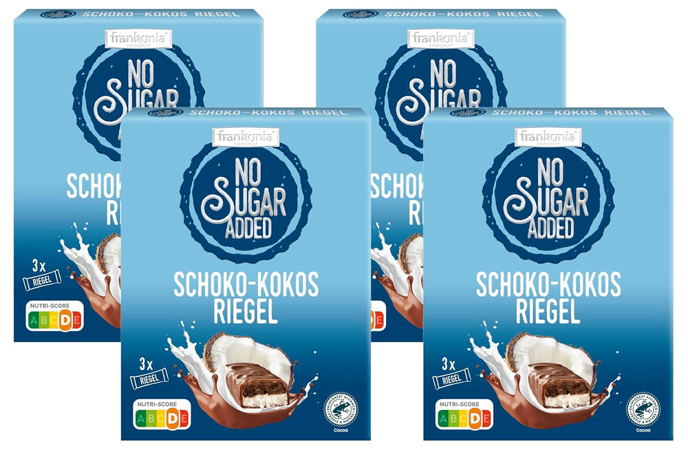 frankonia SCHOKOLADE OHNE ZUCKERZUSATZ Schokoriegel und Kokosnuss, 100 g (3x33 g)