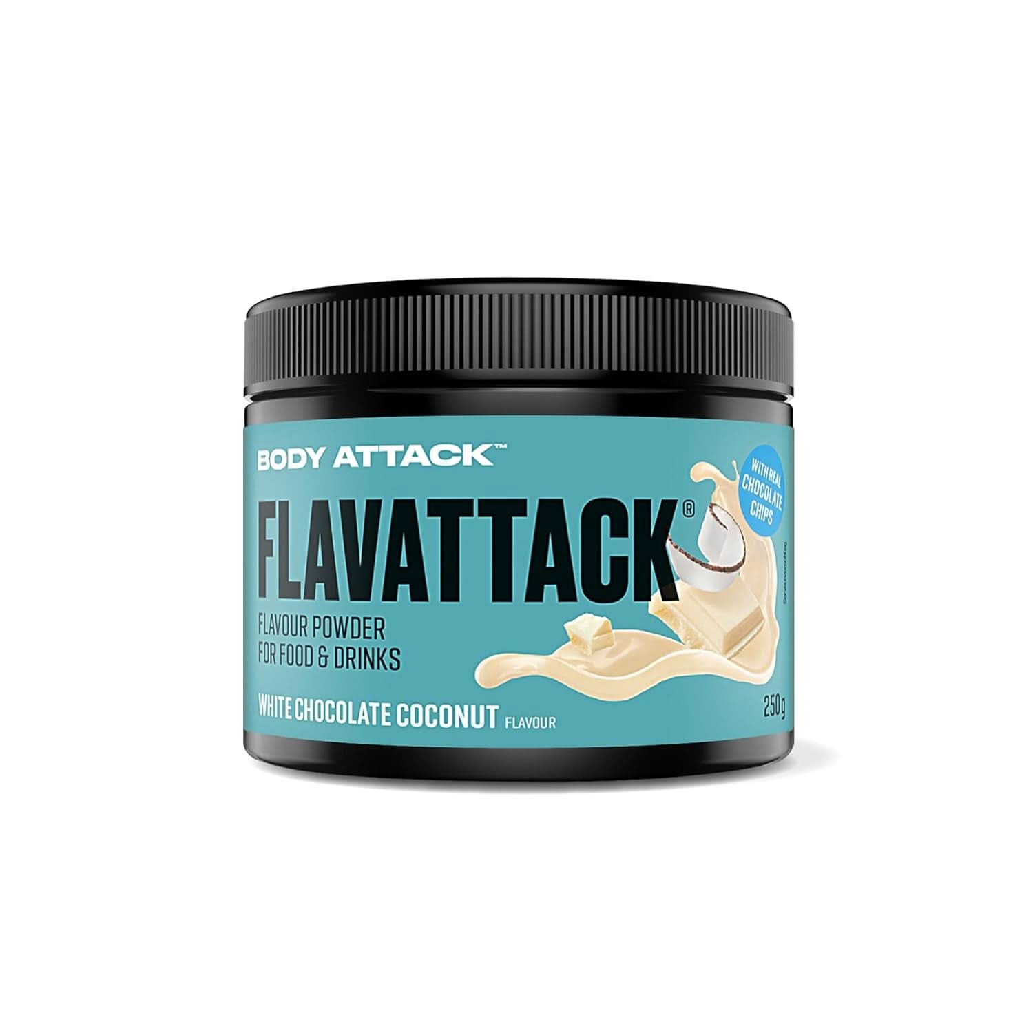 Body Attack Flavattack®, Double Choc Brownie, 250G / 83 Portionen Geschmacksrichtungen Naty Shop 250 Gramm Weiße Schokolade und Kokosnuss