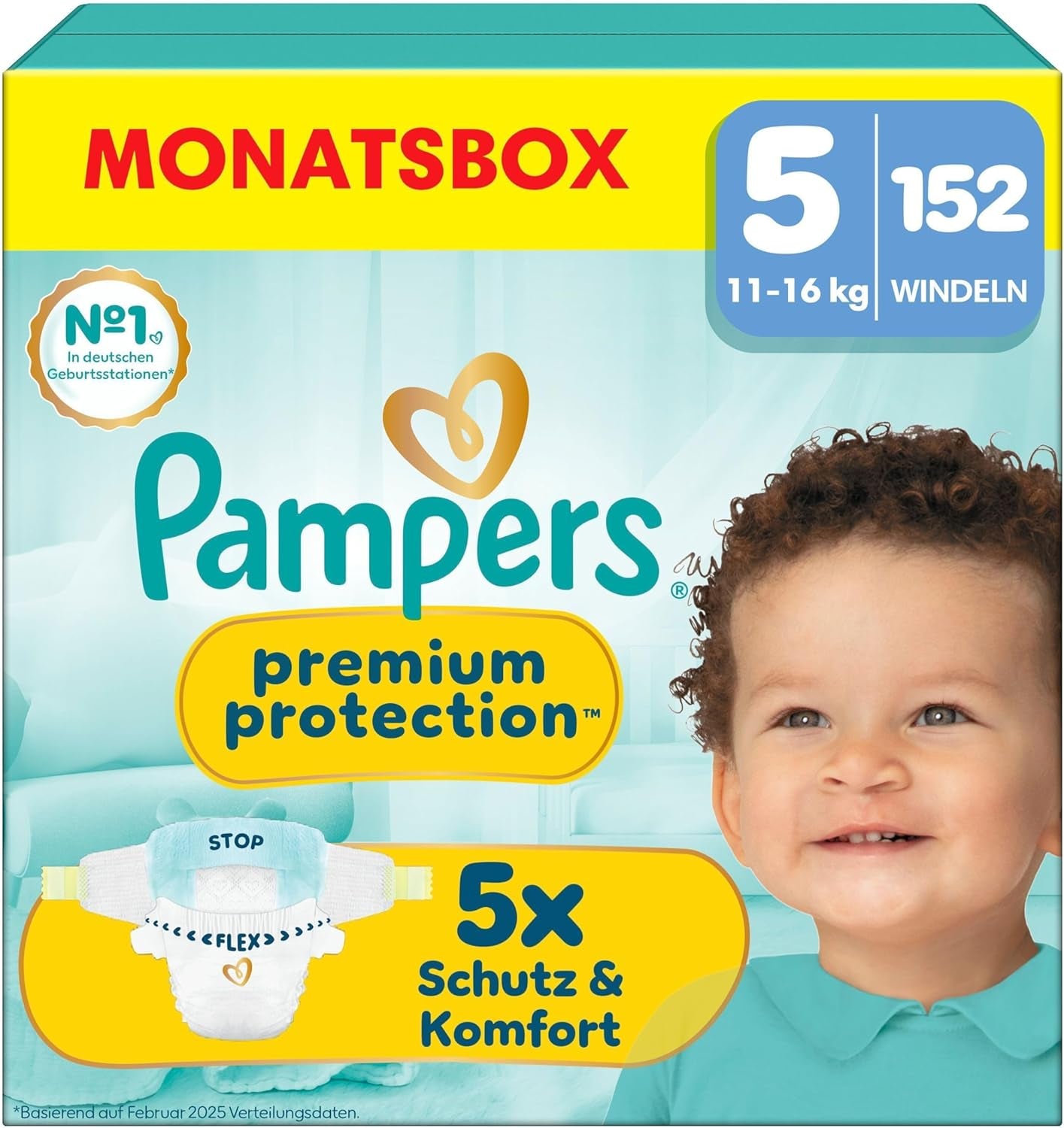 Pampers Premium Protection Größe 6, 144 Windeln, 13 kg–18 kg, unser Nr. 1 Haut- und Auslaufschutz