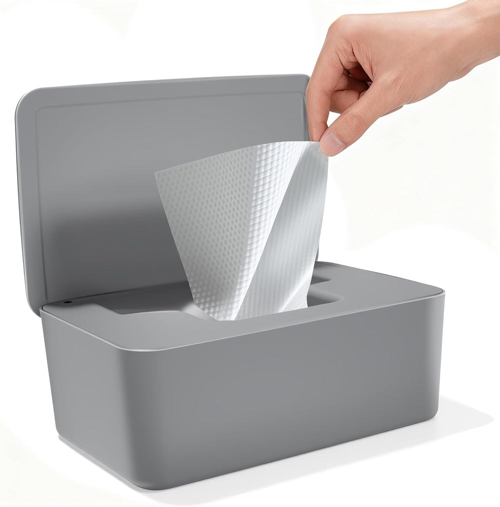 Feuchttücherbox mit Deckel, Feuchttücherbox, Baby-Feuchttücherspender, wasserdichte und versiegelte Aufbewahrungsbox, Feuchttücherspender für Badezimmer, Küche, Weiß