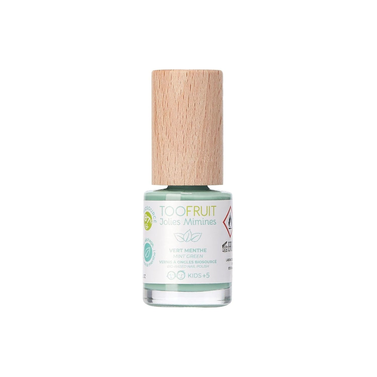 TOOFRUIT Kids Mint Nagellack – auf Wasserbasis, entfernbar, lösungsmittelfrei, ungiftig und sicher, 100 % vegan, 10 ml
