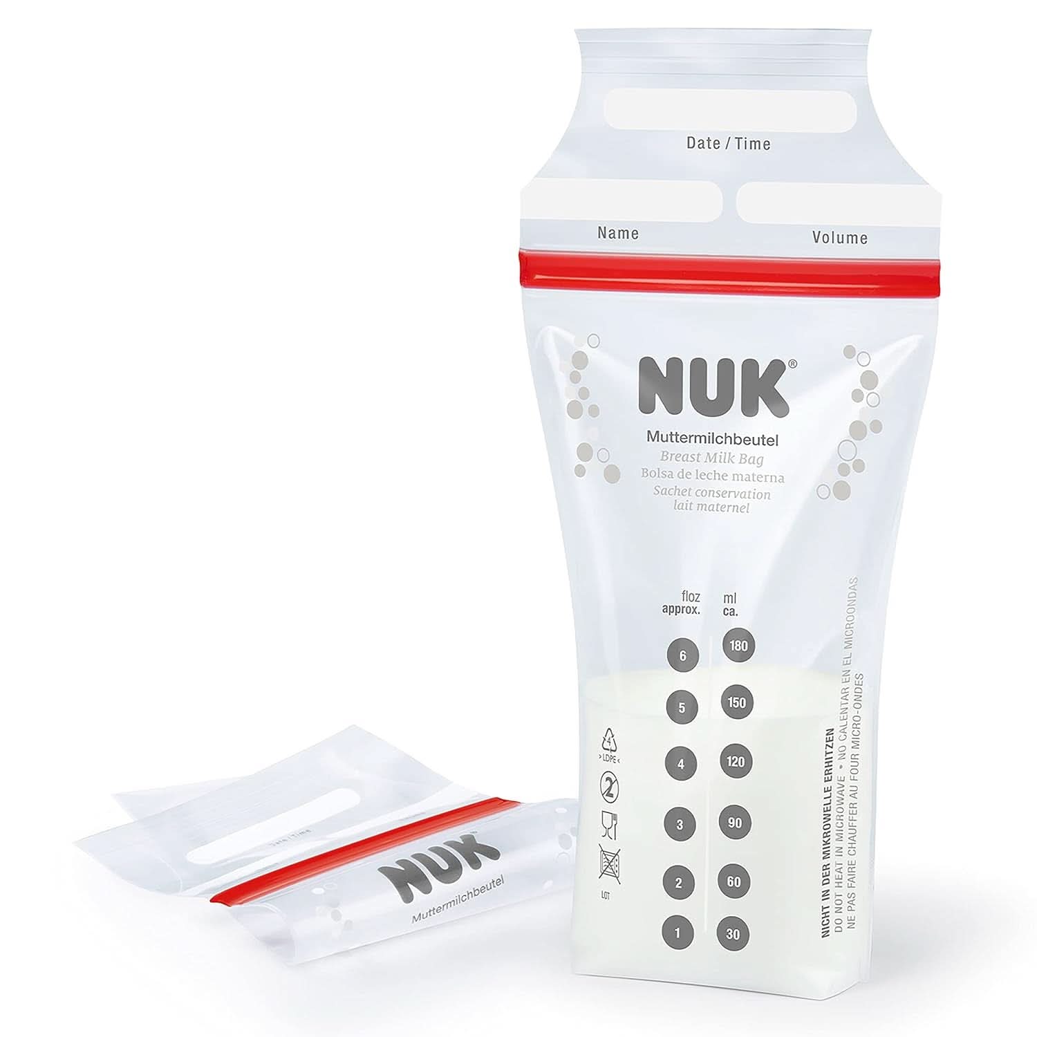 NUK Muttermilchbeutel, platzsparend und sofort einsetzbar, 180 ml, 25 Stück, transparent Zubehör Essen und Stillen Bebe Naty Shop