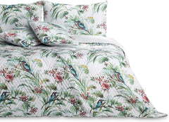 Ameliahome Cuvertură de pat Cuvertură de pat 260X280 Cm Două fețe Easy Care Quilting Model de plante Model de păsări Multicolor Kingfisher Paturi si Cuverturi Besuche den AmeliaHome-Store Kingfisher 260 X 280