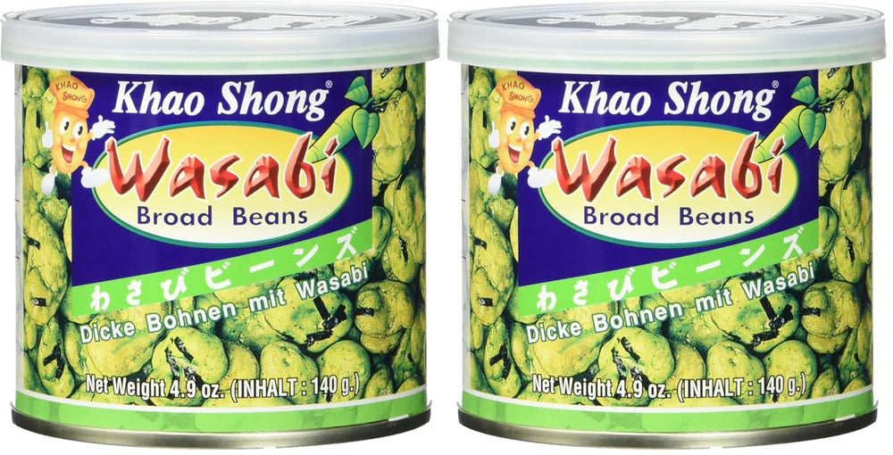Khao Shong Gebratene grüne Erbsen mit Wasabi, knusprige Erbsen in würzigem Teig, eine fettarme Alternative zu Nüssen, mittelscharf, 1 140-g-Dose | 140 g (1 Packung)