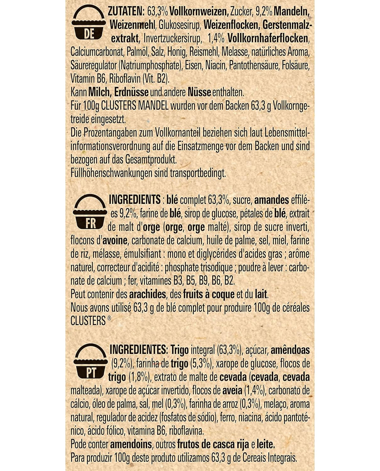 Nestlé Clusters Almond, ein köstliches Frühstücksflocken mit knusprigen Mandelflocken, 1 Packung (1 x 325 g)