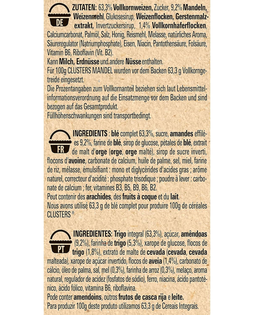 Nestlé Clusters Almond, ein köstliches Frühstücksflocken mit knusprigen Mandelflocken, 1 Packung (1 x 325 g)