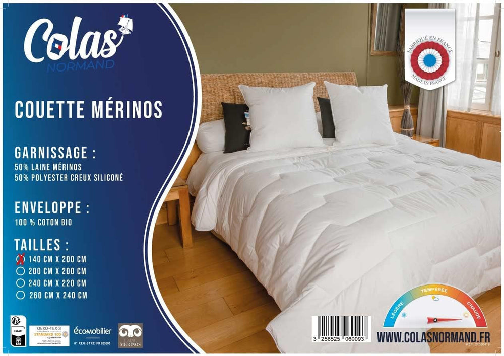 Steppdecke 140 x 200 cm | Bio-Baumwolle und Merinowolle | Warm, maschinenwaschbar bei 30 °C. Bettdecken und Steppdecken von Naty Shop