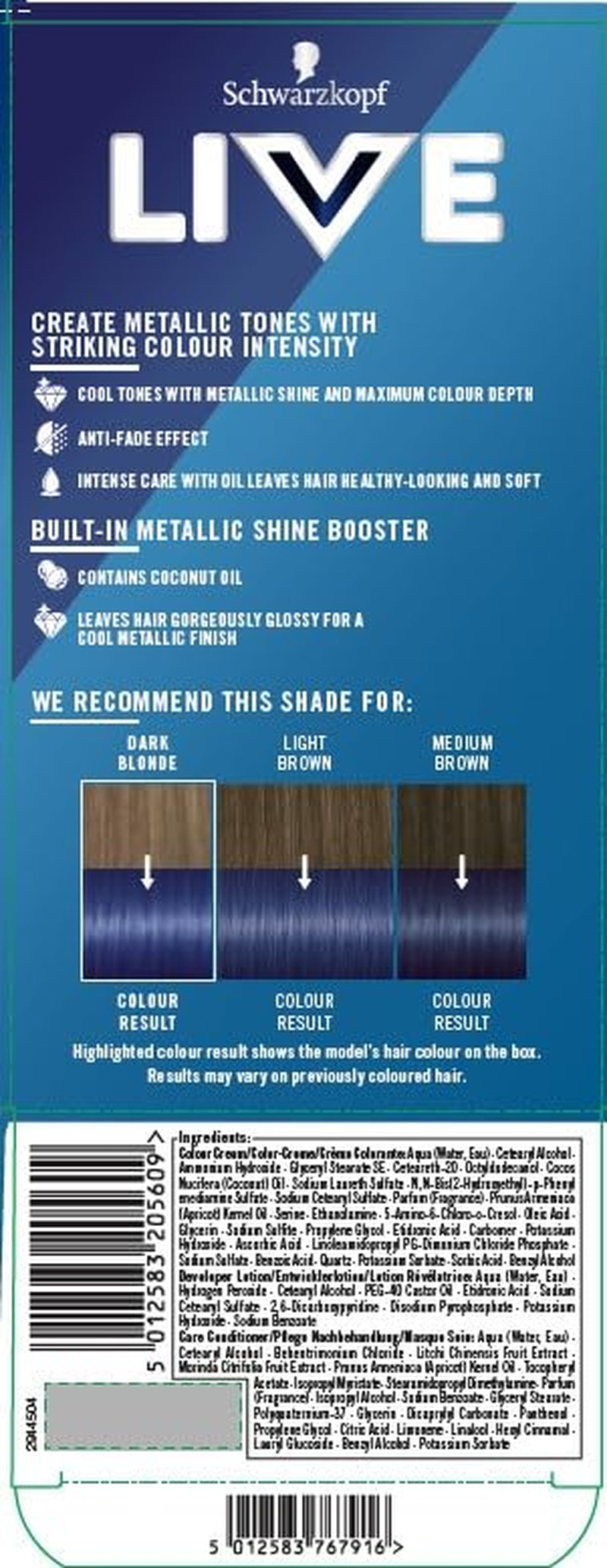 Schwarzkopf LIVE U67 Blue Mercury, 100 ml Vopsea pentru par Naty Shop