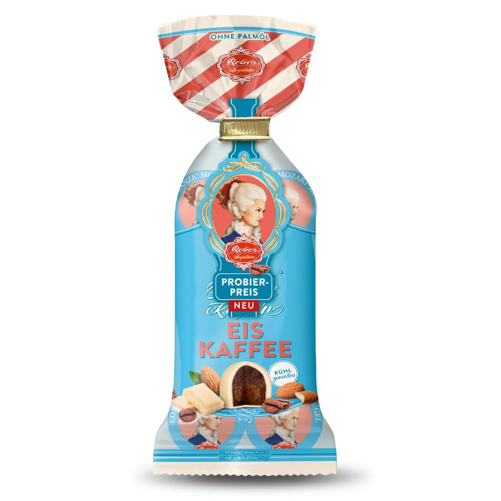 Reber Mozartkugeln mit Zartbitterschokolade, 6er Pack mit Marzipan und Nougat, vegan – 1 x 120 g