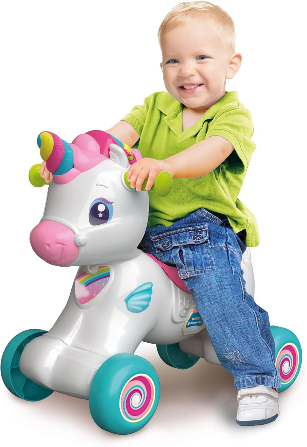 Baby Clementoni swing unicorn - 3in1 animal balansoar cu centru de activitate interactiv pentru copii cu vârsta de 12 luni și peste - Jucărie senzorială și de abilități motorii 17883 Jucarii Bebe Naty Shop