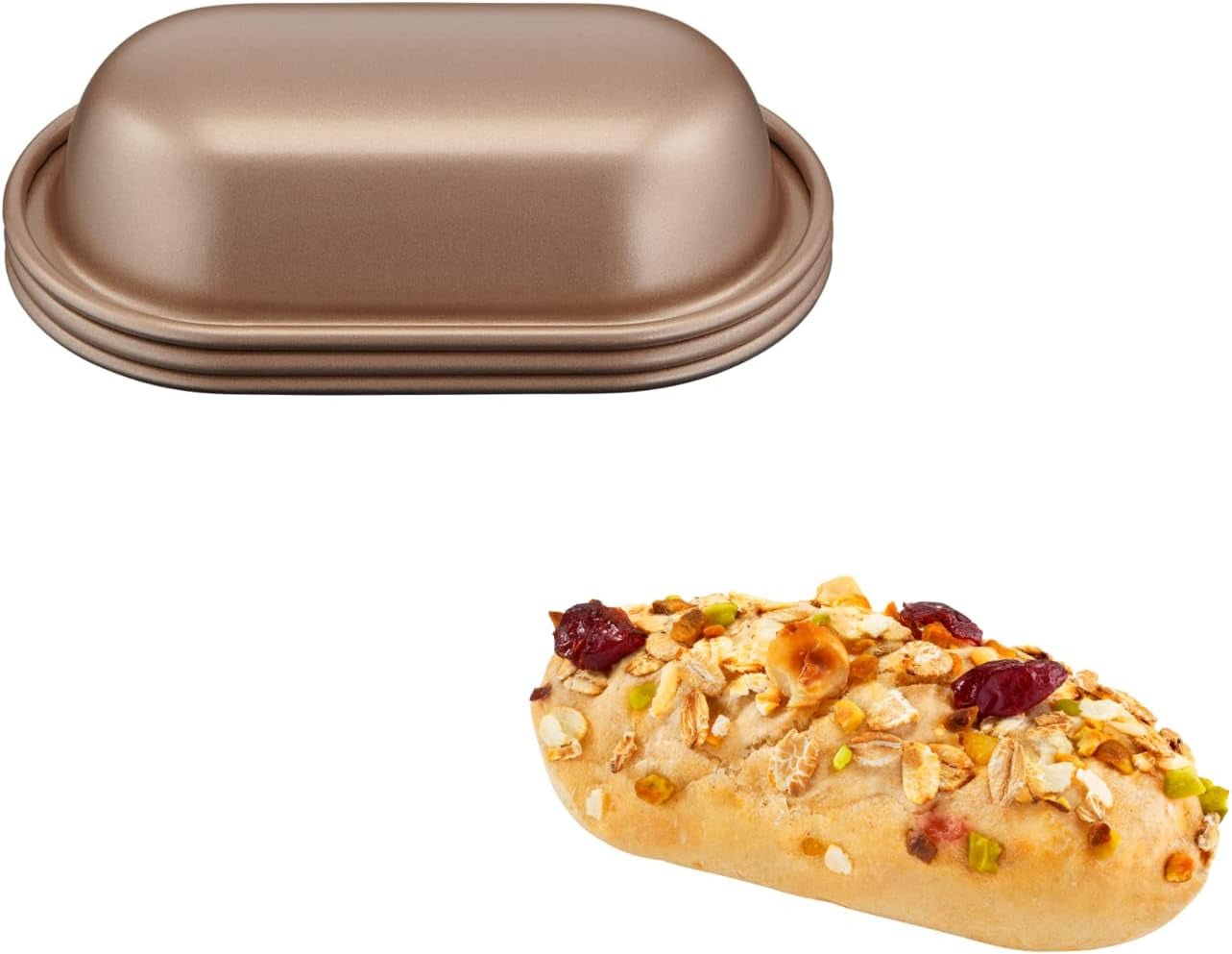 Tefal Creabake Muffins Creabake Backformen, 7,5 cm, Antihaftbeschichtung, stapelbares System, kreative Rezepte für Süßigkeiten und Salade, einfaches Backen, Eisenfarben Formen und Tabletts zum Backen Naty Shop 3 X Brotbackformen