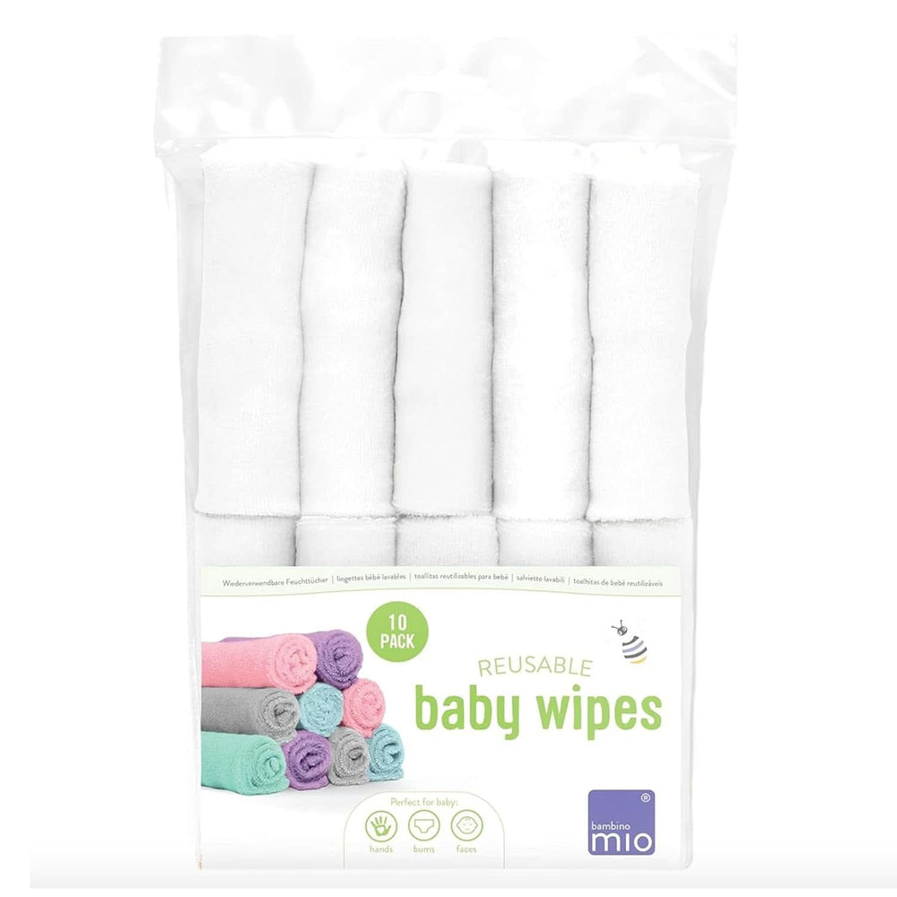 Bambino Mio wiederverwendbare Baby-Feuchttücher – Basic – umweltfreundlich, frei von Chemikalien, doppelseitig, waschbar, 10er-Packung, Wolke – Verpackung kann variieren. Baby-Feuchttücher Naty Shop Snow Everyday