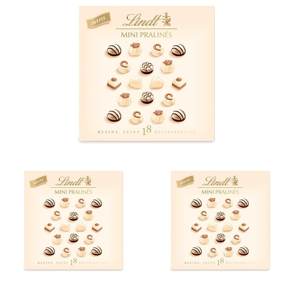 Schokolade - Weiße Mini-Pralinen | 90 g | Box mit 18 Pralinen in 6 köstlichen Sortimenten | Geschenk aus Schokolade | Schokoladengeschenk (3er-Pack)