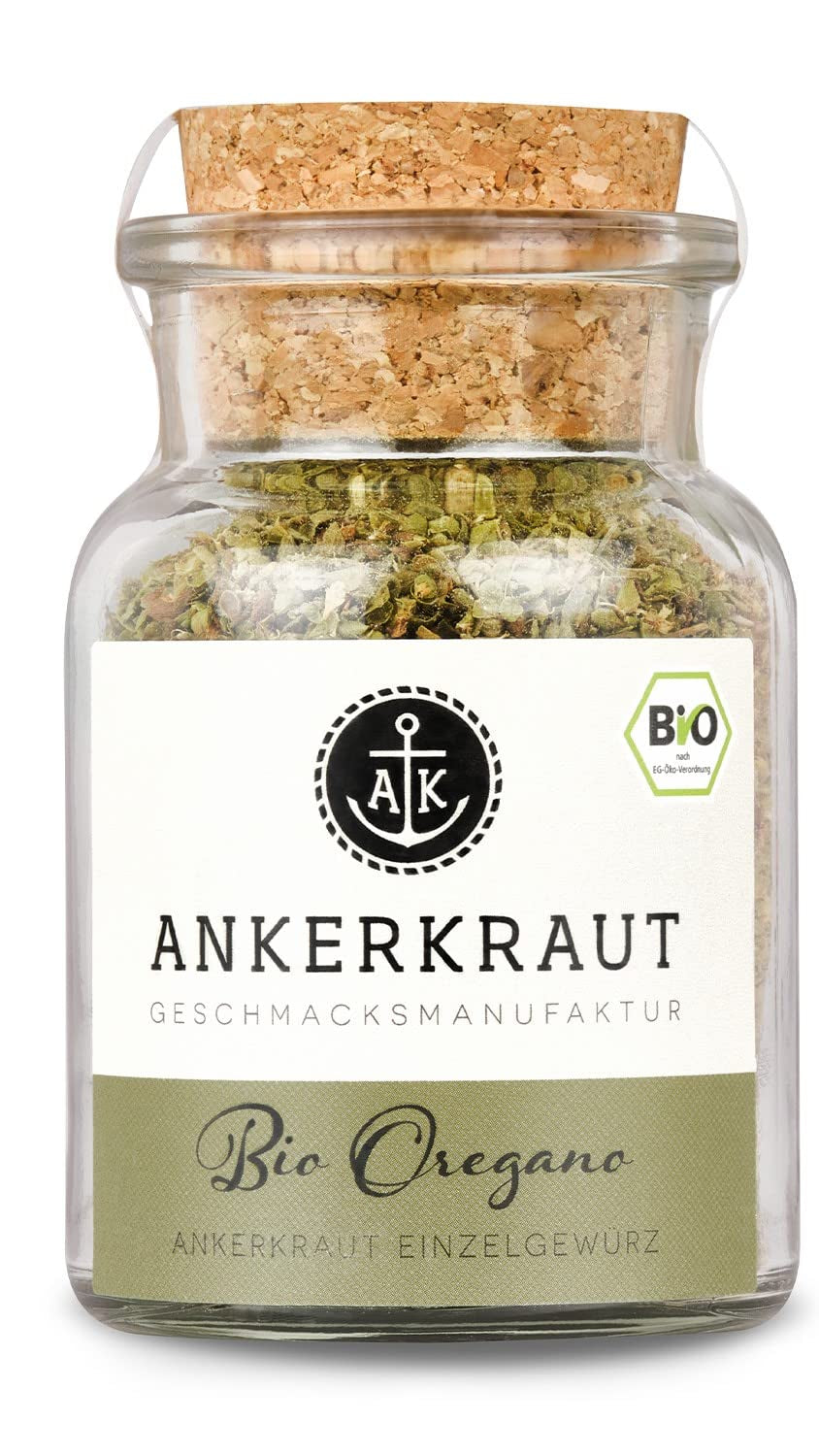Ankerkraut BIO Oregano, gerebeltes Küchen-Kraut, 15 g im Korkglas, Bio-Qualität zum selber Sürzen, Gewürz mediterrane Küche für Pizza & Pasta