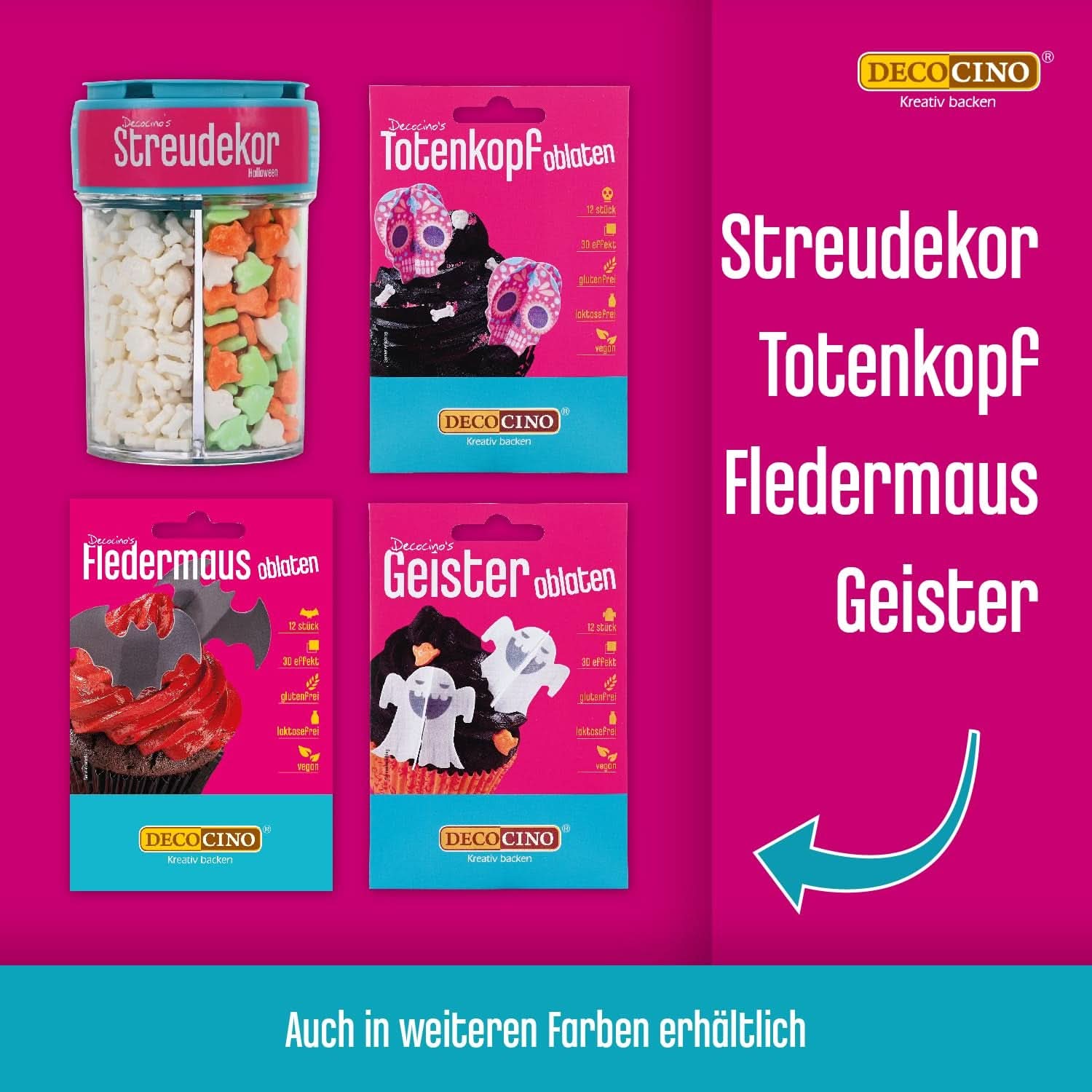 DECOCINO Halloween 3D Spinnennetz essbare Waffeln 12 Stück Streusel Naty Shop