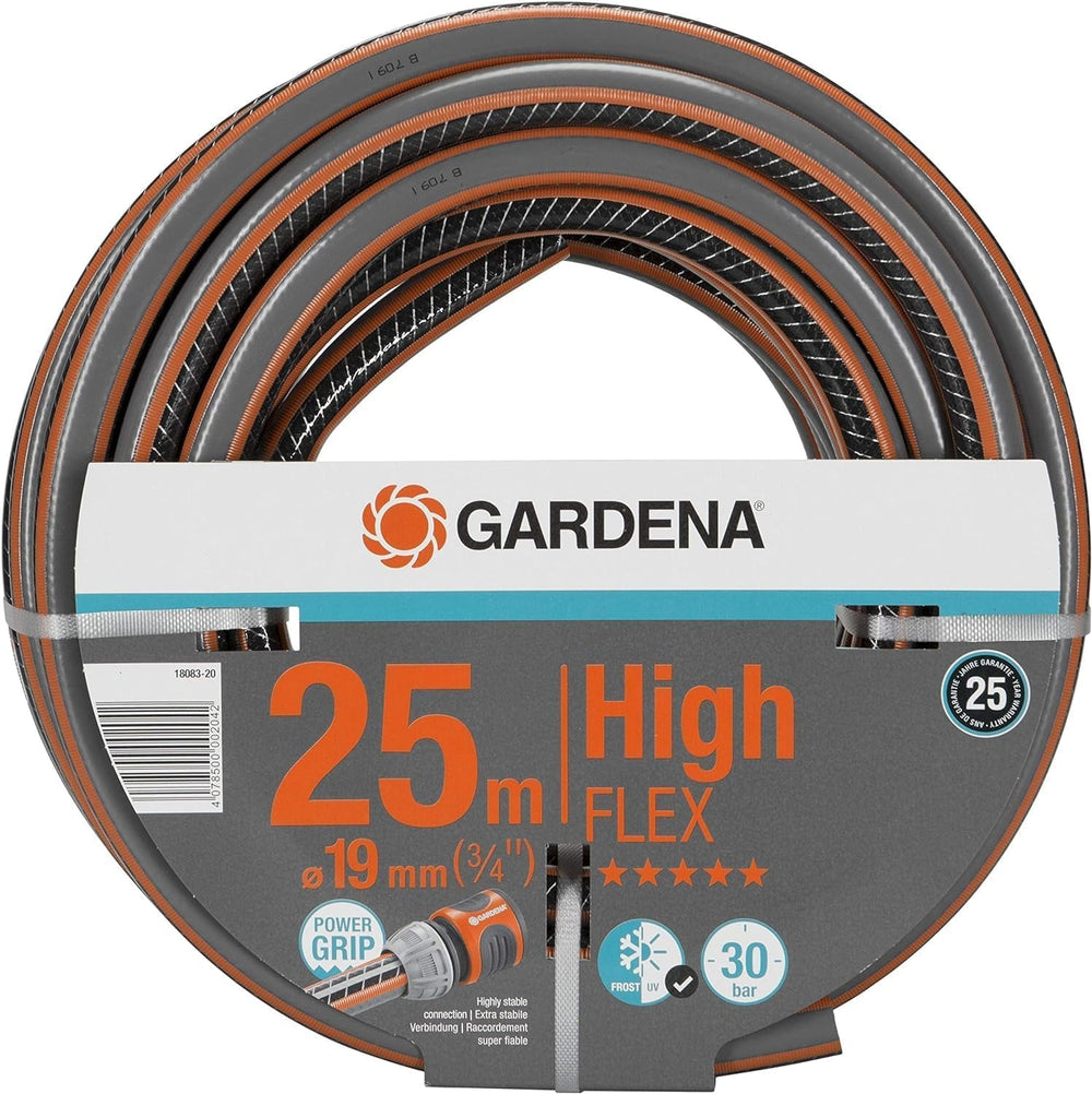 Furtun de grădină Gardena Clorură de polivinil (PVC), Comfort HighFLEX 19 mm (3/4 inch), 50 m: Furtun de grădină cu profil Power-Grip, presiune de spargere de 30 bar, foarte flexibil, stabil dimensional, rezistent la UV, ambalat (18085-20)