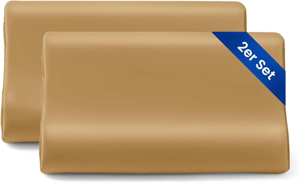 Față de pernă THXSILK din mătase de dud 19 Momme pentru pernă contur din spumă cu memorie, pernă cervicală din latex, hipoalergenică, lavabilă (50 x 30 x 10/7 cm, gri închis)