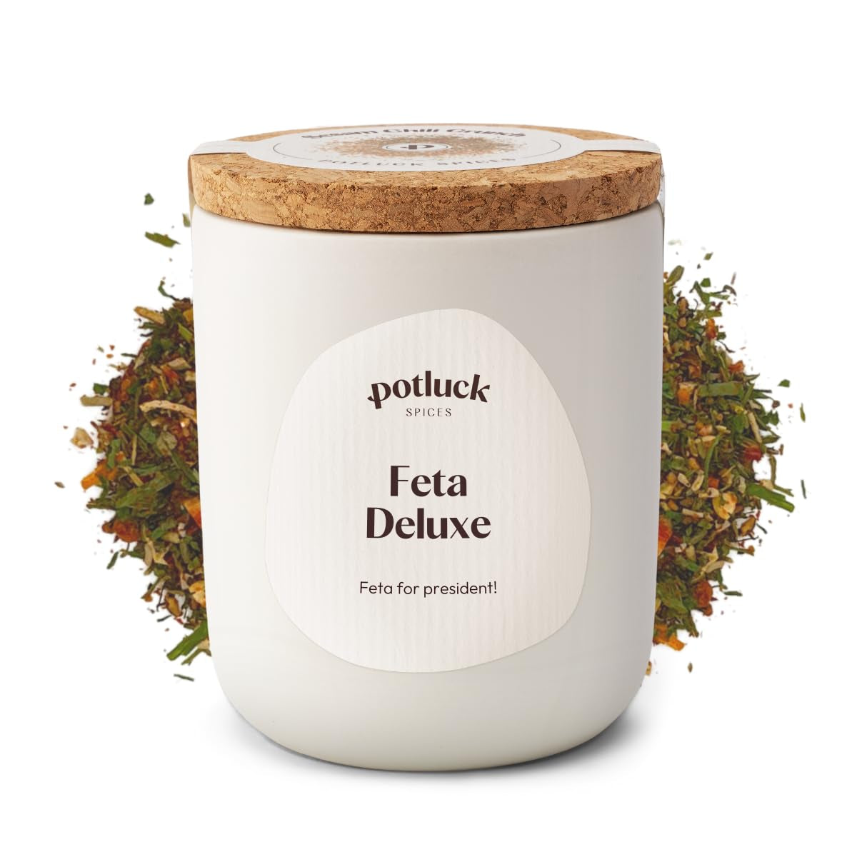Potluck | Feta-Gewürz | Gewürzmischung im Keramiktopf | 50g | Mit natürlichen Inhaltsstoffen