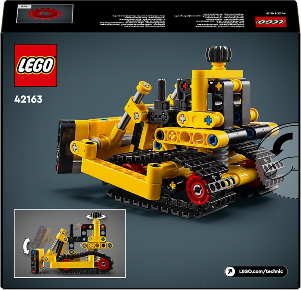 LEGO Technic Heavy Bulldozer Bauspielzeug Bulldozer Zu Ihrer Baustelle hinzufügen Konstruktionsspielzeug für Kinder Technikgeschenk für Jungen und Mädchen ab 7 Jahren 42163 Bausets Besuchen Sie den LEGO-Store