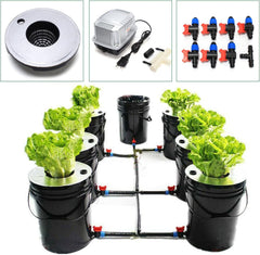 Hydroponisches System DWC 5-Gallonen-Hydrokultur-Anbausystem-Kit 20 l x 7 Eimer Hydrokultur-Anbausystem für den Innenbereich, Multi-Barrel-Hydrokultur-Maschinen-Tropfbewässerungssystem