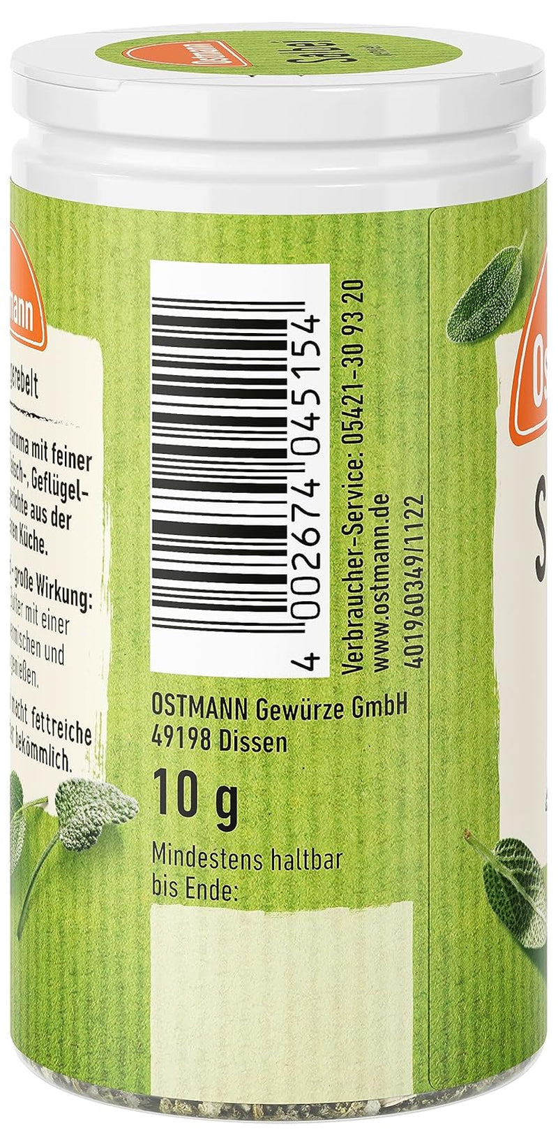 Ostmann Gewürze - Sage gerebelt | Würziges Kräuteraroma für Fleisch- und Gemüsegerichte | 10 g in der Dosis
