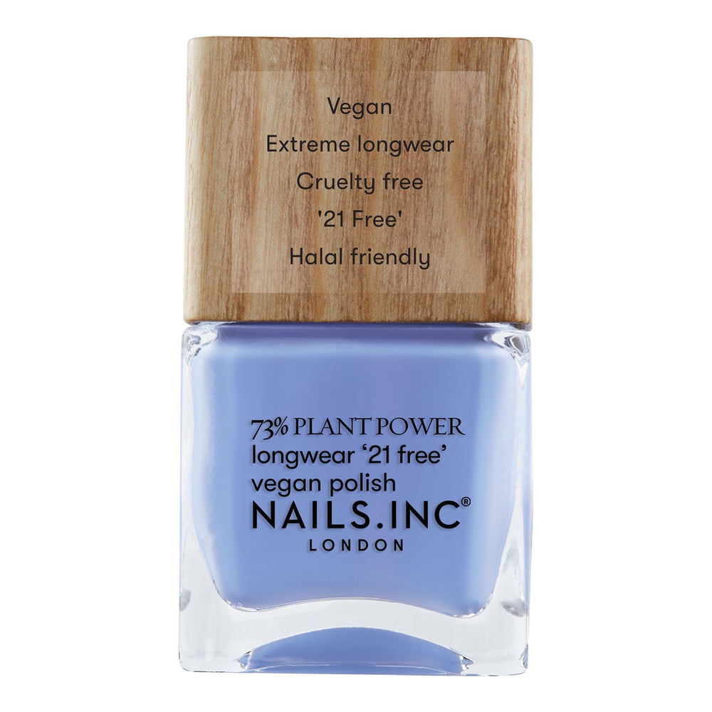 Nails Inc – GLOWING SOMMEWHERE Plant Power Veganer Nagellack – 73 % pflanzlich, 100 % vegan und frei von Tierversuchen – perfekte Maniküre, funkelnde Perle – für umweltfreundliche Nagelkunst