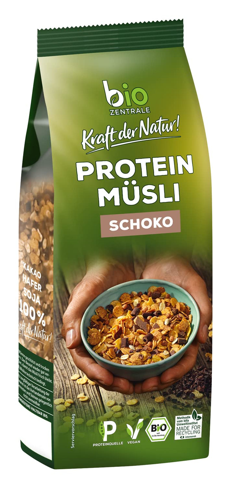 Biozentrale Proteinmüsli pur – 375g – Bio mit Honig – Als Frühstücksflocken oder als Snack