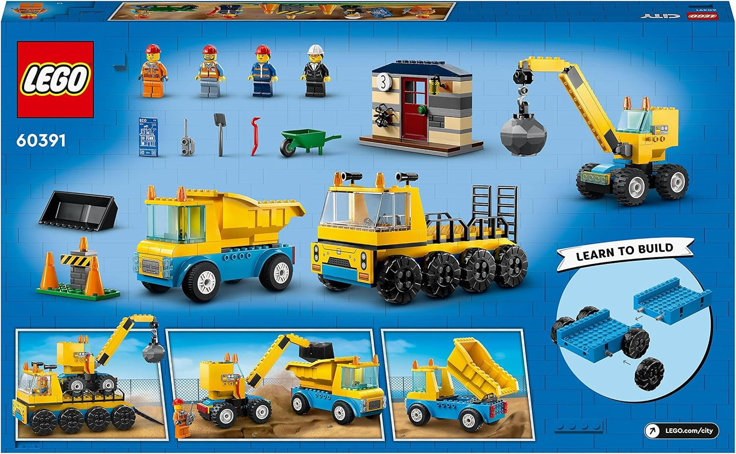 LEGO 60391 City Baufahrzeuge und Abrissbirne, Kran, Bagger, Muldenkipper und Transportfahrzeug, Spielzeug, Lernspielzeug für Kinder ab 4 Jahren. Bausets. Besuchen Sie den LEGO-Store