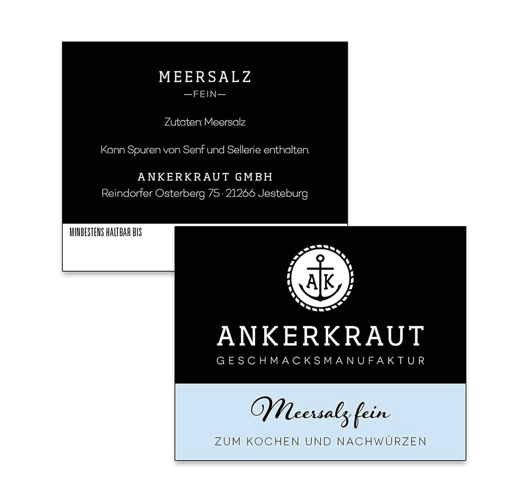 Ankerkraut Meersalz fein, reines Salz zum Kochen und Würzen, 170g im Korkenglas